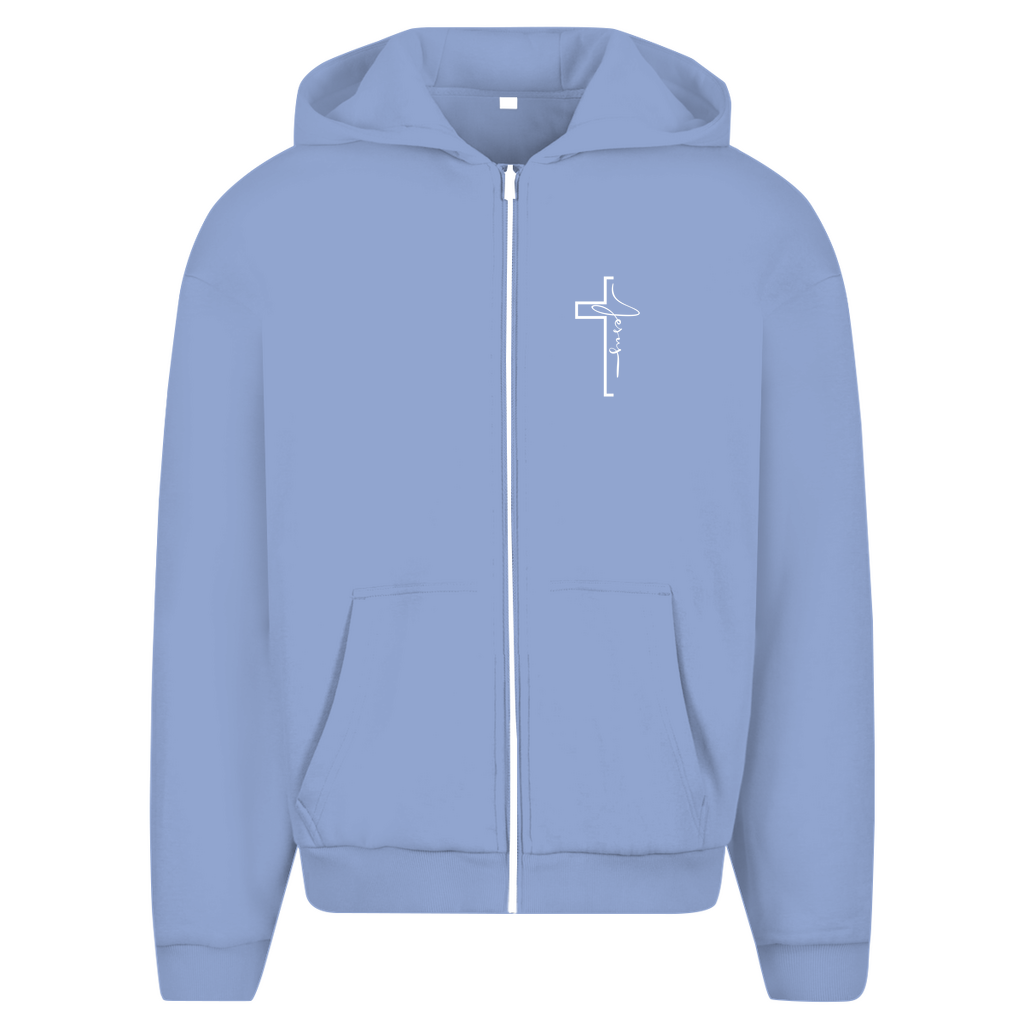 Herren Oversize Zipper Hoodie "Jesus Cross" - by-grace.store