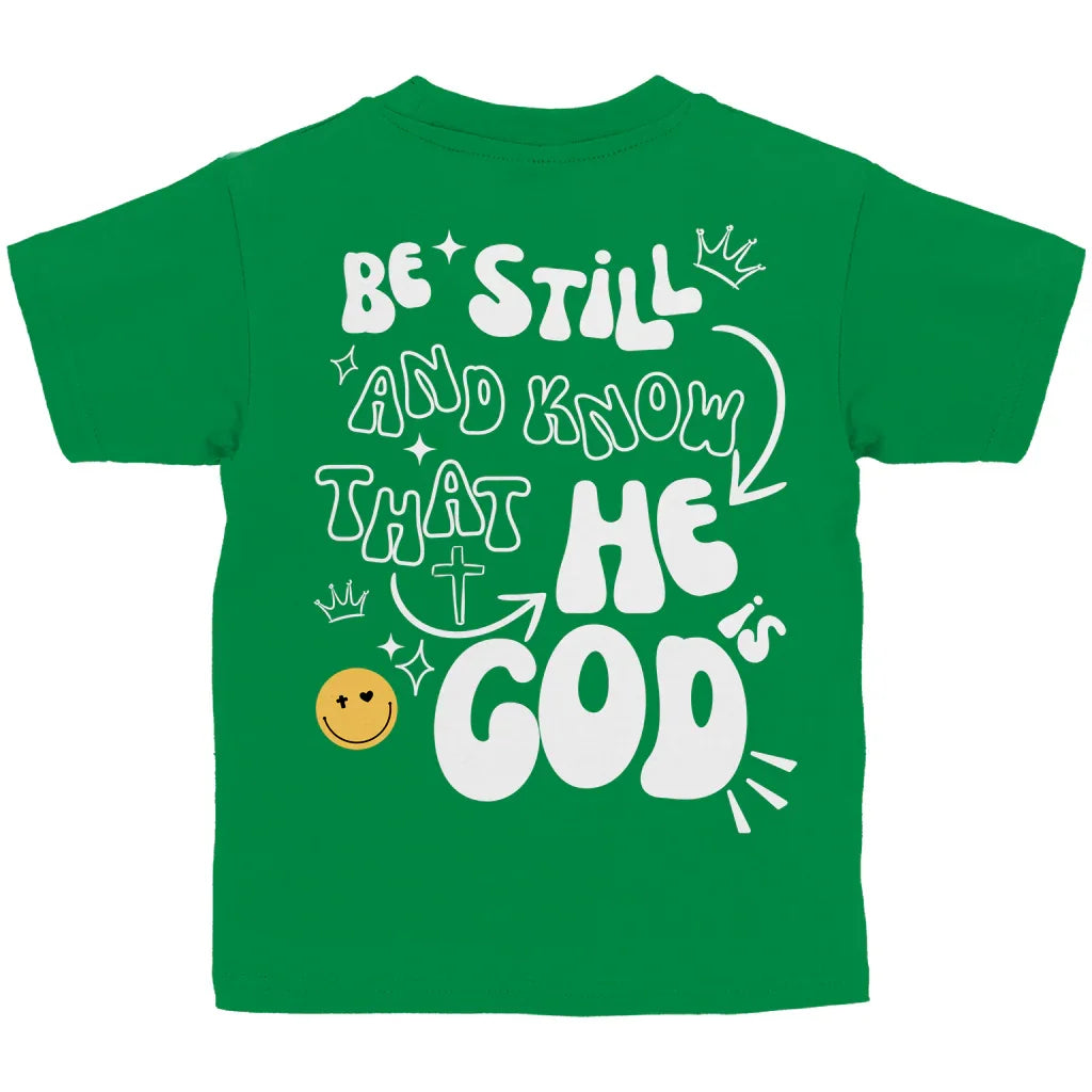 Kinder T-Shirt „He is God“ – Christliches Basic Shirt für Jungen & Mädchen | byGraceStore