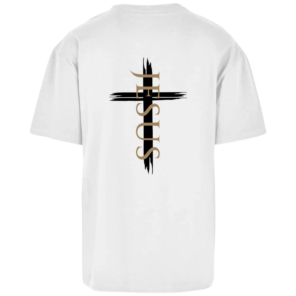 Oversize T-Shirt Jesus Kreuz (schwarz) - by-grace.store