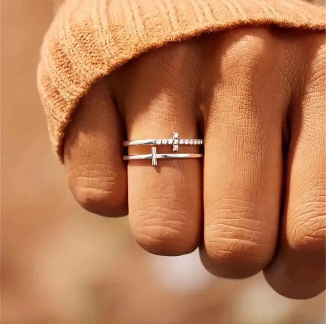 Doppelring Kreuz, Zierkonia - by-grace.store