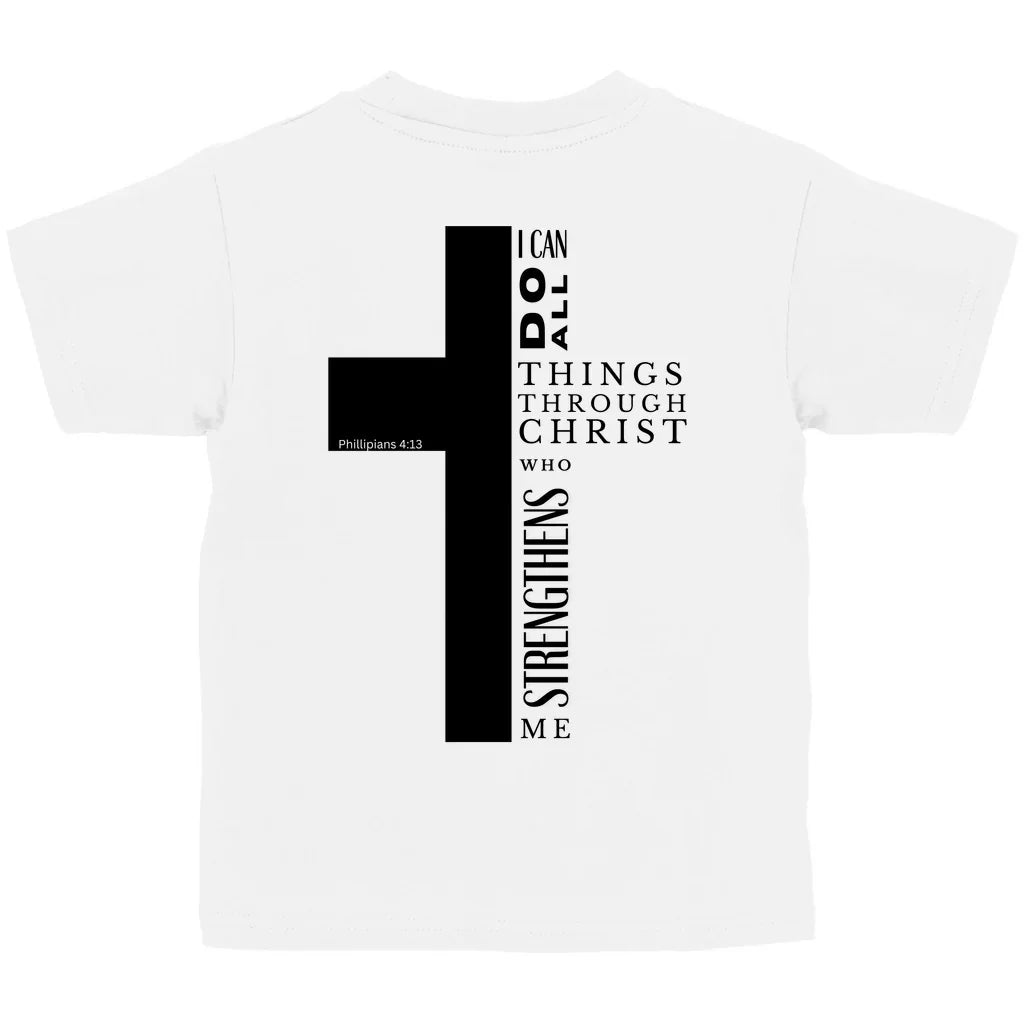 Kinder T-Shirt „I can do all“ – Christliches Bibelvers Shirt für Jungen & Mädchen | byGraceStore