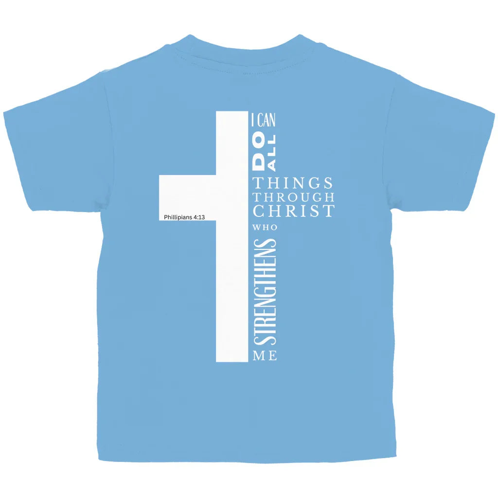 Kinder T-Shirt „I can do all“ – Christliches Bibelvers Shirt für Jungen & Mädchen | byGraceStore