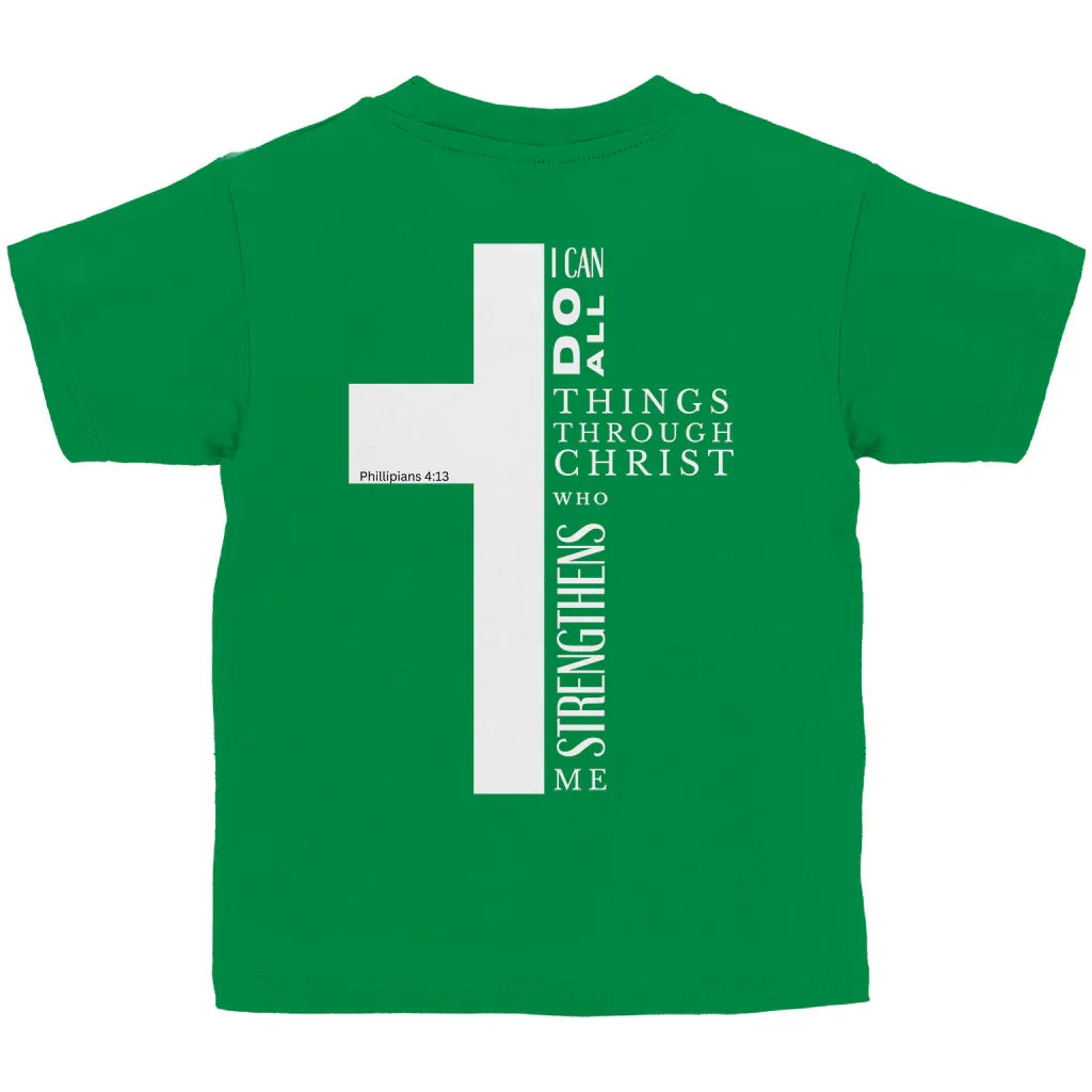 Kinder T-Shirt „I can do all“ – Christliches Bibelvers Shirt für Jungen & Mädchen | byGraceStore