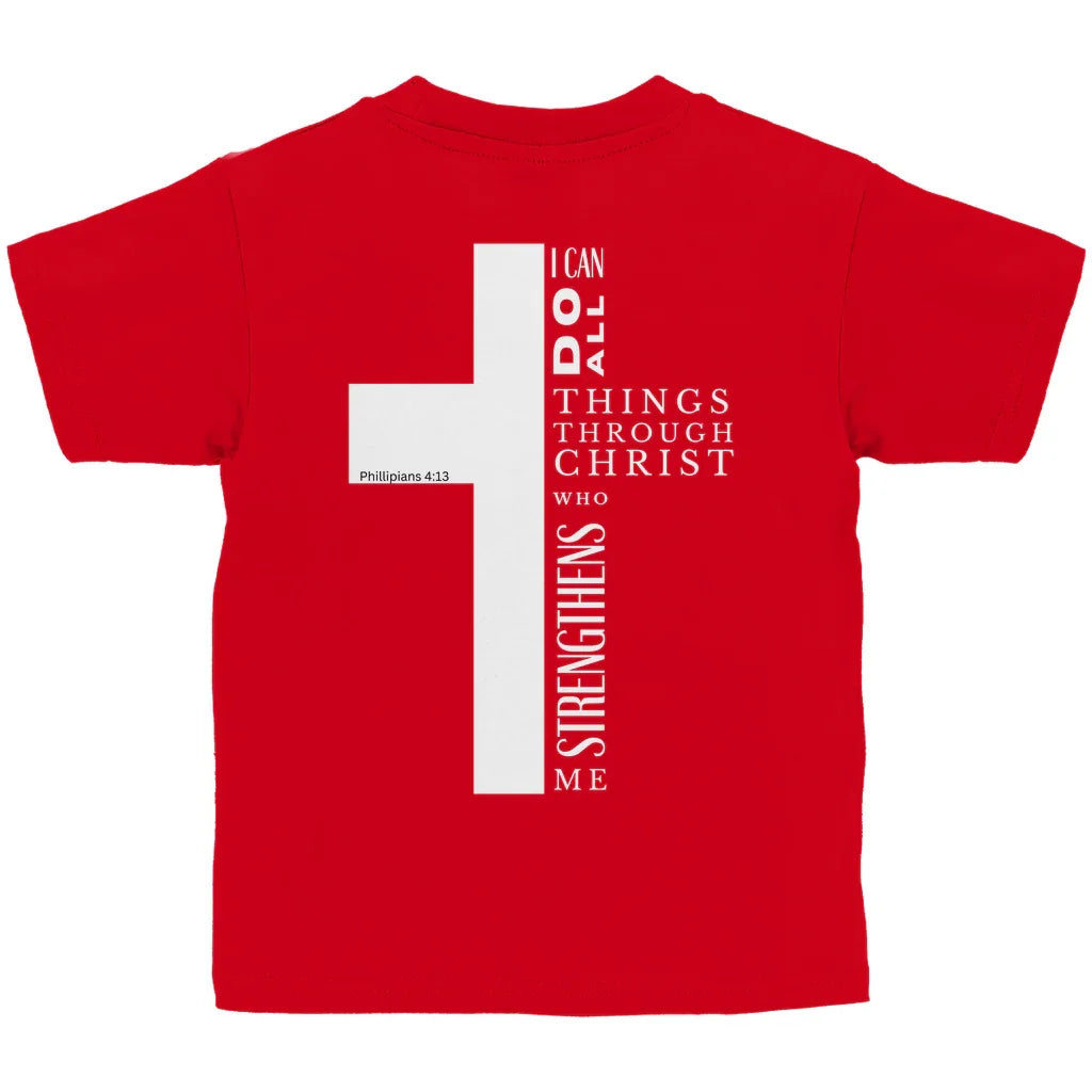 Kinder T-Shirt „I can do all“ – Christliches Bibelvers Shirt für Jungen & Mädchen | byGraceStore