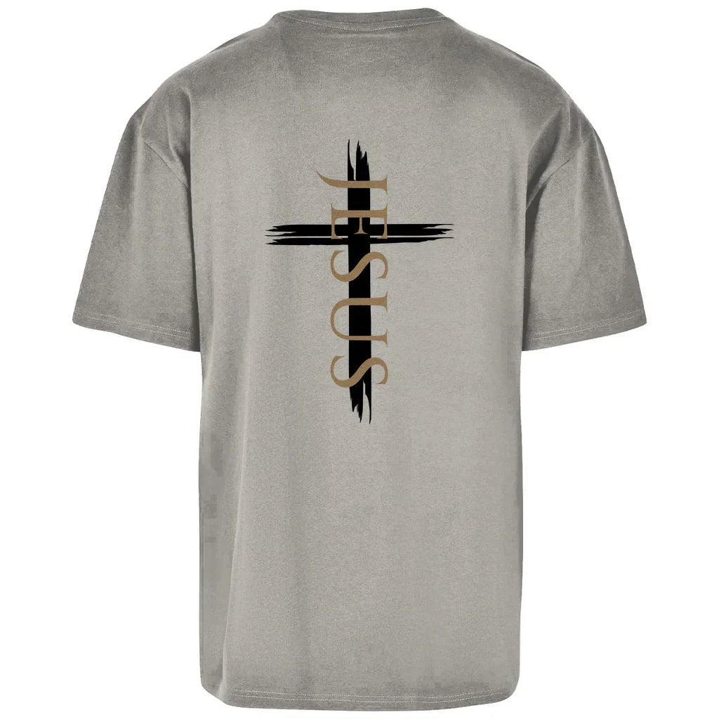 Oversize T-Shirt Jesus Kreuz (schwarz) - by-grace.store