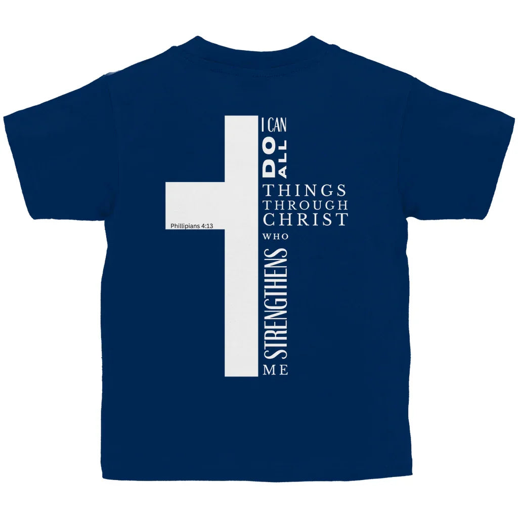 Kinder T-Shirt „I can do all“ – Christliches Bibelvers Shirt für Jungen & Mädchen | byGraceStore