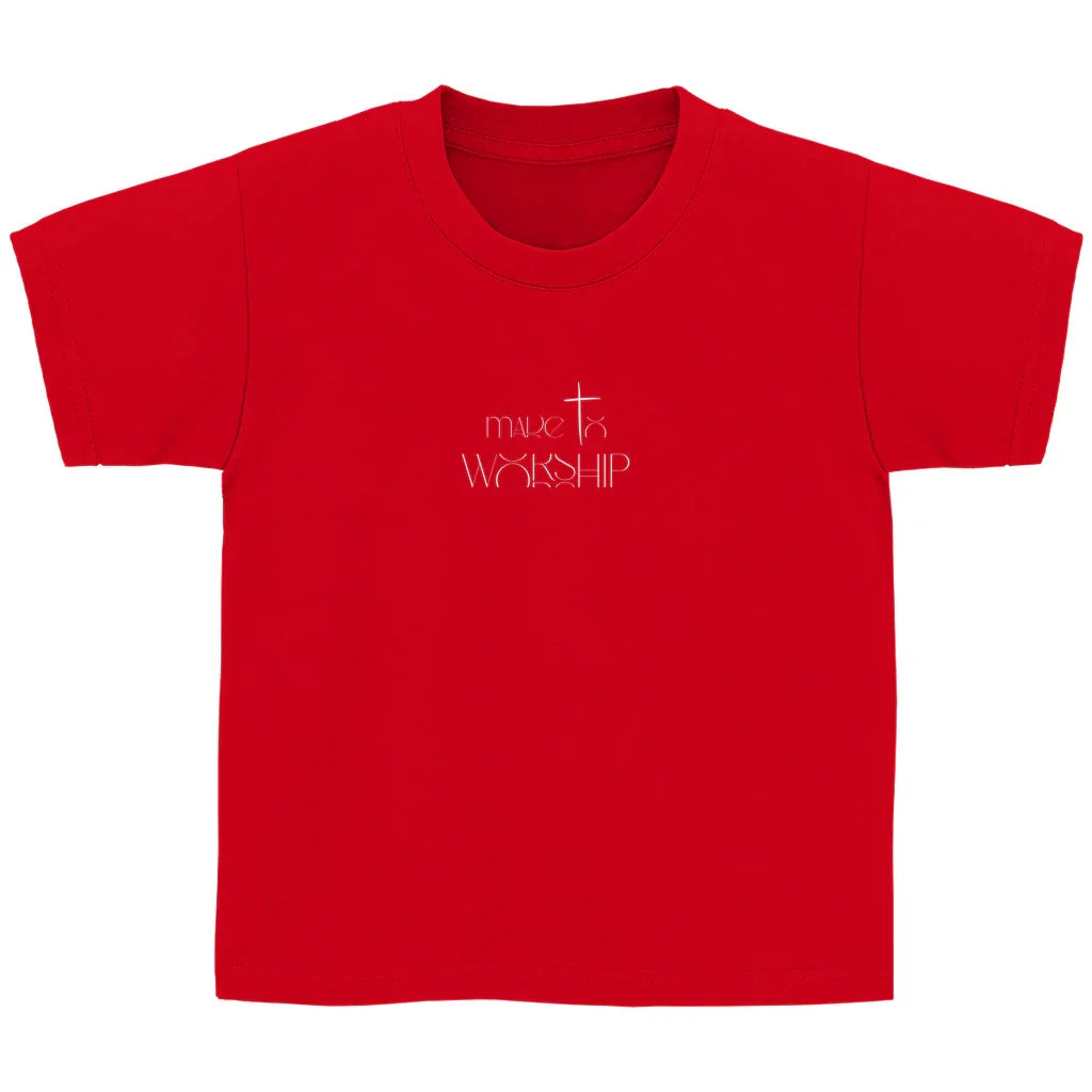 Kinder T-Shirt „Made to Worship“ – Christliches Musik-Shirt mit Kreuz & Klaviertasten | byGraceStore
