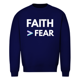Herren Sweatshirt Faith > Fear – Christliches Sweatshirt mit Glaubensbotschaft | by-grace.store