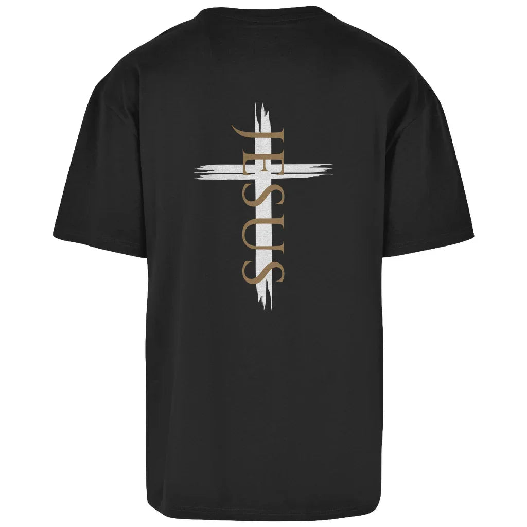 Oversize T-Shirt Jesus Kreuz (schwarz) - by-grace.store