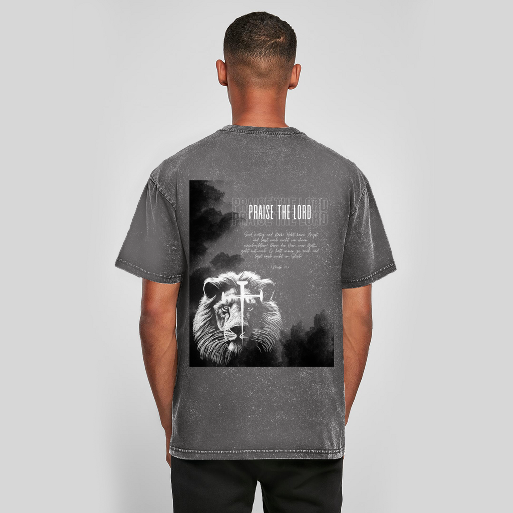 Oversize Washed T-Shirt "Lion" - by-grace.store