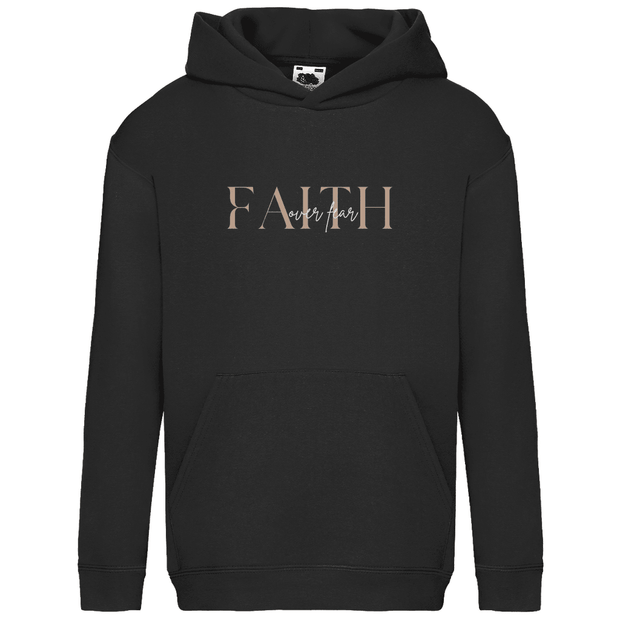 Kids Basic Hoodie "Faith over Fear" - by-grace.store