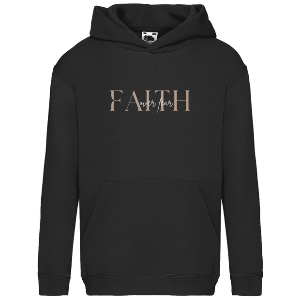 Kids Basic Hoodie "Faith over Fear" - by-grace.store