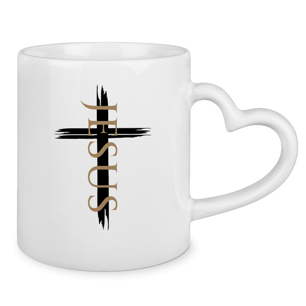 Tasse mit Herzhenkel "Jesus Kreuz" - by-grace.store