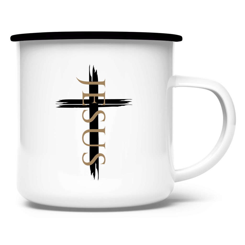 Emaille Tasse "Jesus Kreuz" - by-grace.store