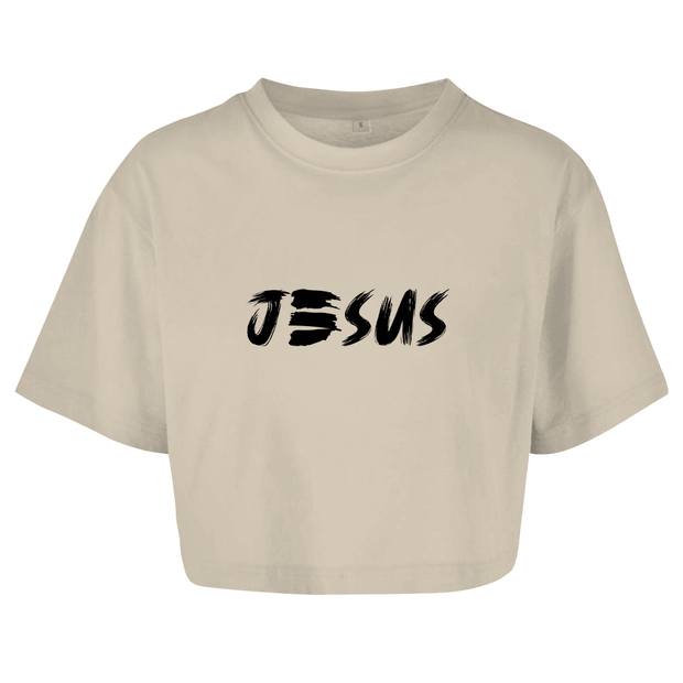 Damen Oversize Crop Top "JESUS" - by-grace.store