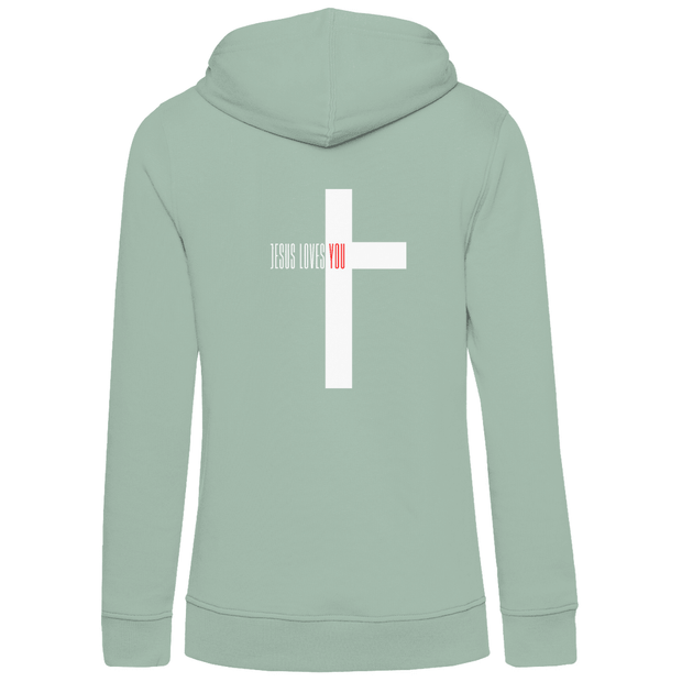 Damen Premium Bio Hoodie "Jesus loves you" - by-grace.store