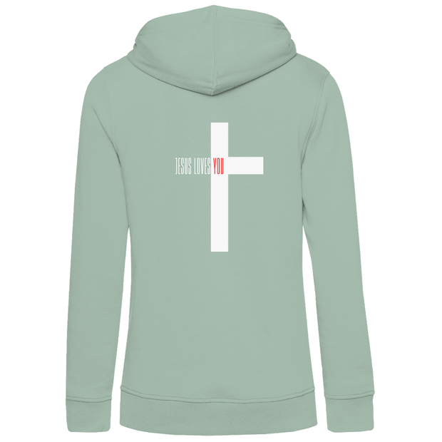 Damen Premium Bio Hoodie "Jesus loves you" - by-grace.store