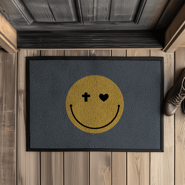 Fußmatte mit Gummirand "Smiley" - by-grace.store
