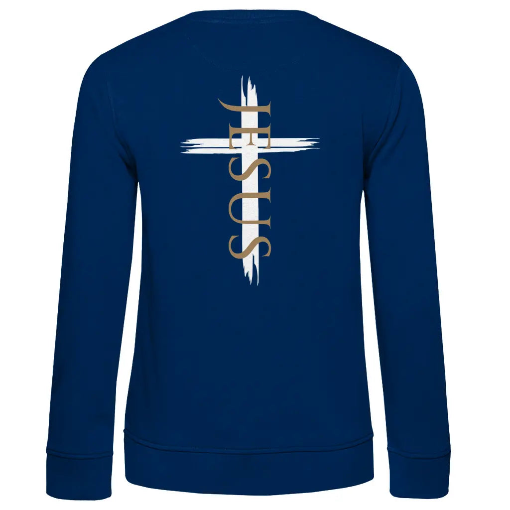 Damen Premium Bio Sweatshirt "Jesus Kreuz" - by-grace.store