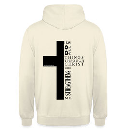 Christlicher Hoodie „Philipper 4,13“ – I Can Do All Things Through Christ Kreuz Unisex - vanilla