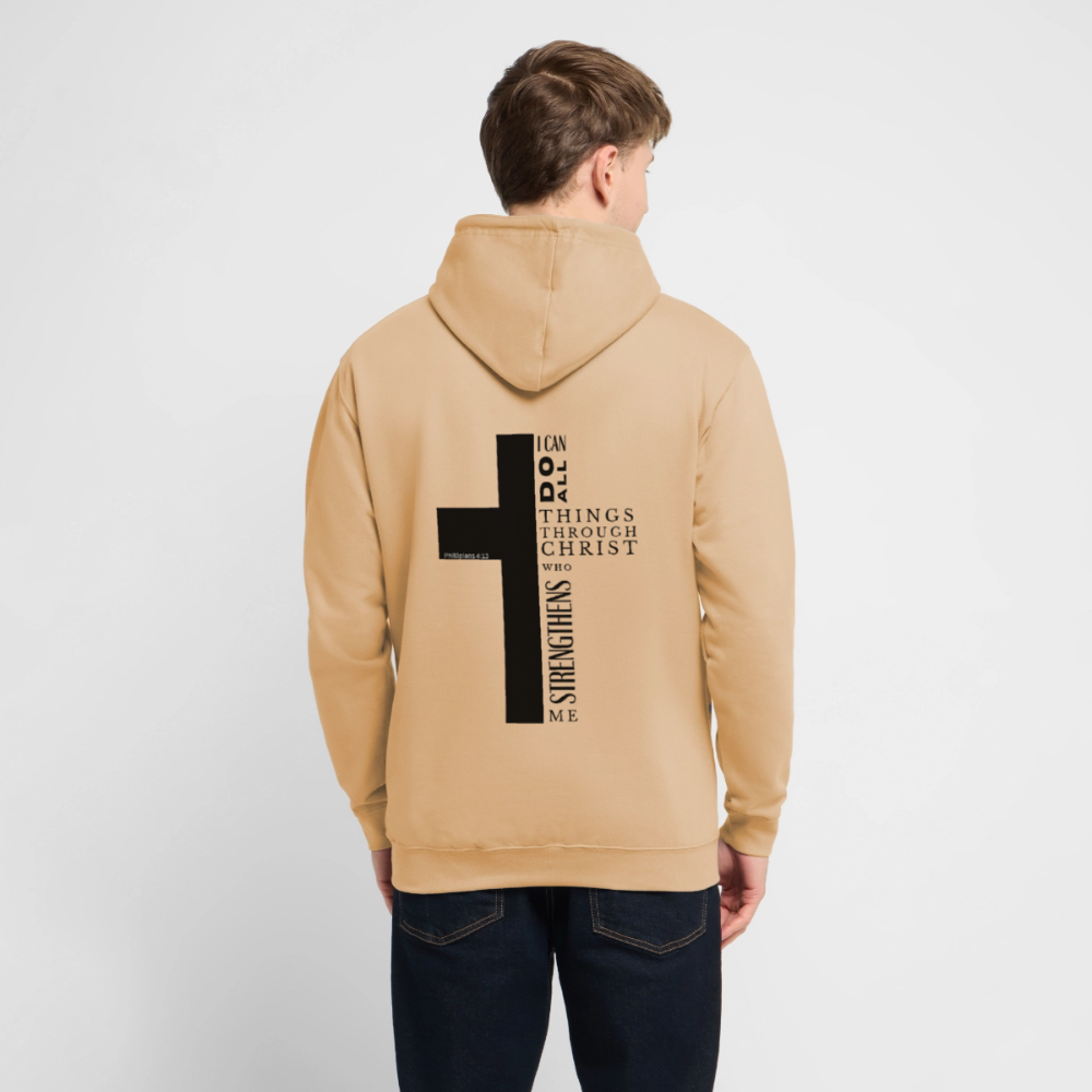 Christlicher Hoodie „Philipper 4,13“ – I Can Do All Things Through Christ Kreuz Unisex - peach