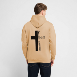 Christlicher Hoodie „Philipper 4,13“ – I Can Do All Things Through Christ Kreuz Unisex - peach