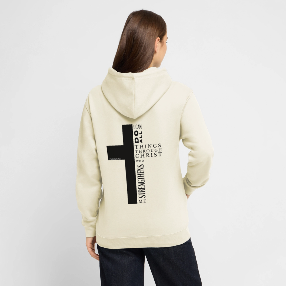 Christlicher Hoodie „Philipper 4,13“ – I Can Do All Things Through Christ Kreuz Unisex - vanilla