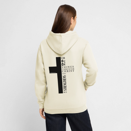 Christlicher Hoodie „Philipper 4,13“ – I Can Do All Things Through Christ Kreuz Unisex - vanilla