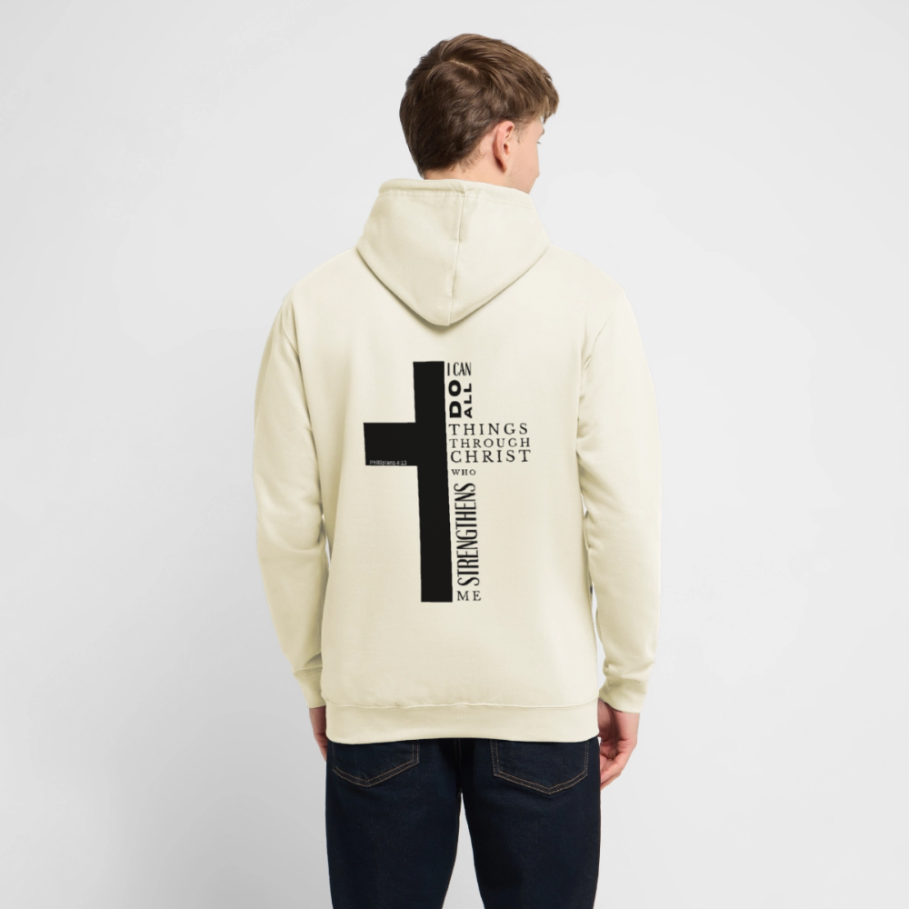 Christlicher Hoodie „Philipper 4,13“ – I Can Do All Things Through Christ Kreuz Unisex - vanilla