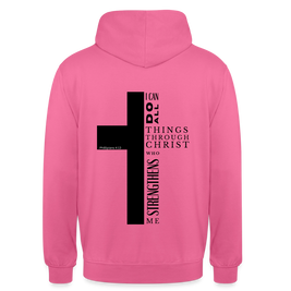 Christlicher Hoodie „Philipper 4,13“ – I Can Do All Things Through Christ Kreuz Unisex - pink