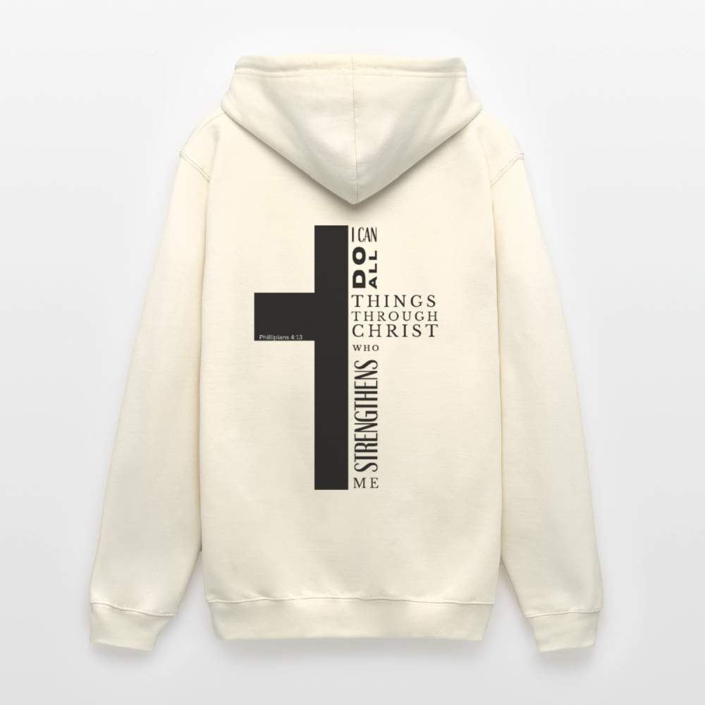 Christlicher Hoodie „Philipper 4,13“ – I Can Do All Things Through Christ Kreuz Unisex - vanilla