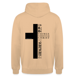 Christlicher Hoodie „Philipper 4,13“ – I Can Do All Things Through Christ Kreuz Unisex - peach