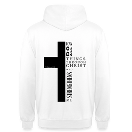 Christlicher Hoodie „Philipper 4,13“ – I Can Do All Things Through Christ Kreuz Unisex - white