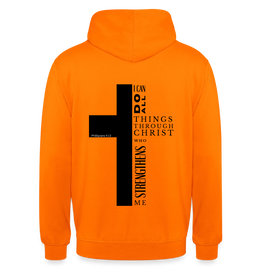 Christlicher Hoodie „Philipper 4,13“ – I Can Do All Things Through Christ Kreuz Unisex - orange