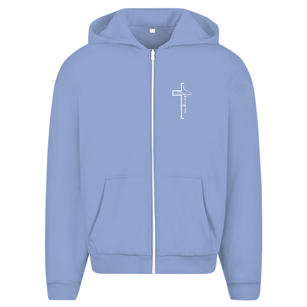 Herren Oversize Zipper Hoodie "Jesus Cross" - by-grace.store