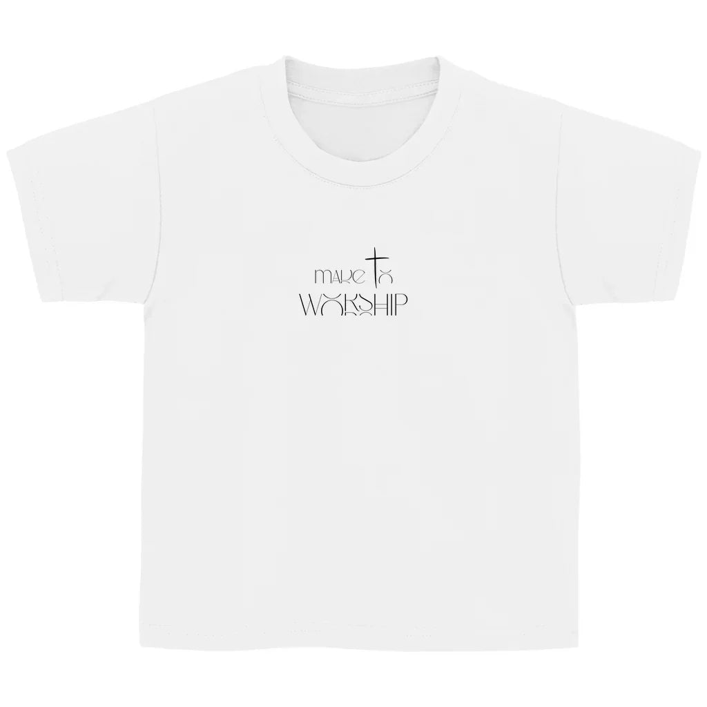 Kinder T-Shirt „Made to Worship“ – Christliches Musik-Shirt mit Kreuz & Klaviertasten | byGraceStore