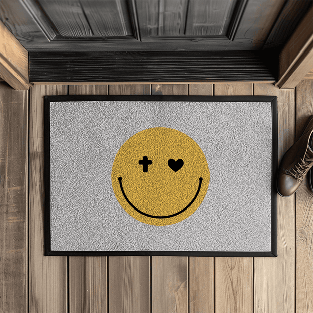 Fußmatte mit Gummirand "Smiley" - by-grace.store
