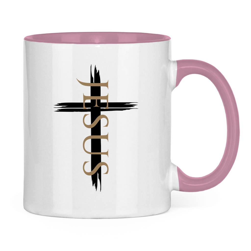 zweifarbige Keramiktasse "Jesus Kreuz" - by-grace.store