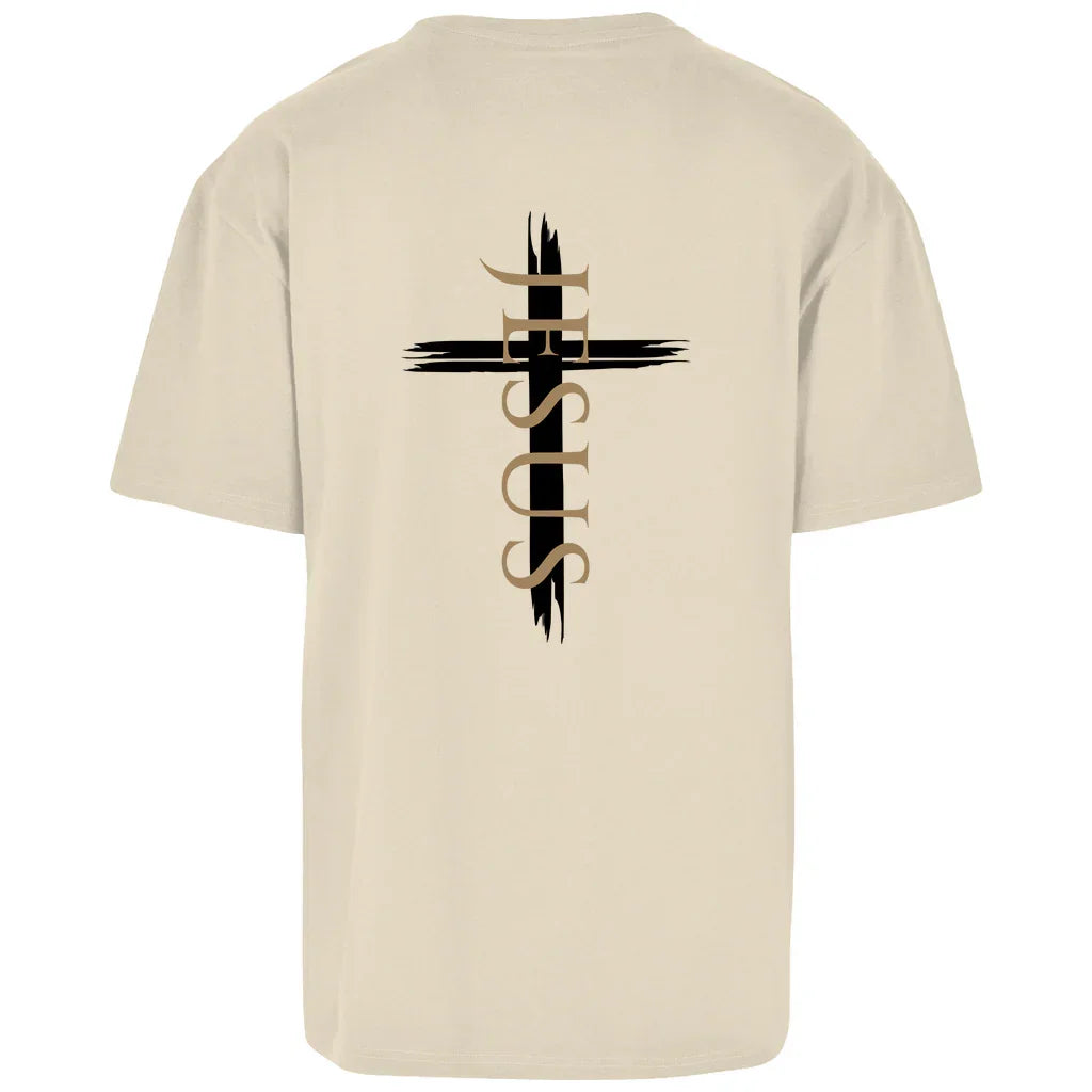 Oversize T-Shirt Jesus Kreuz (schwarz) - by-grace.store