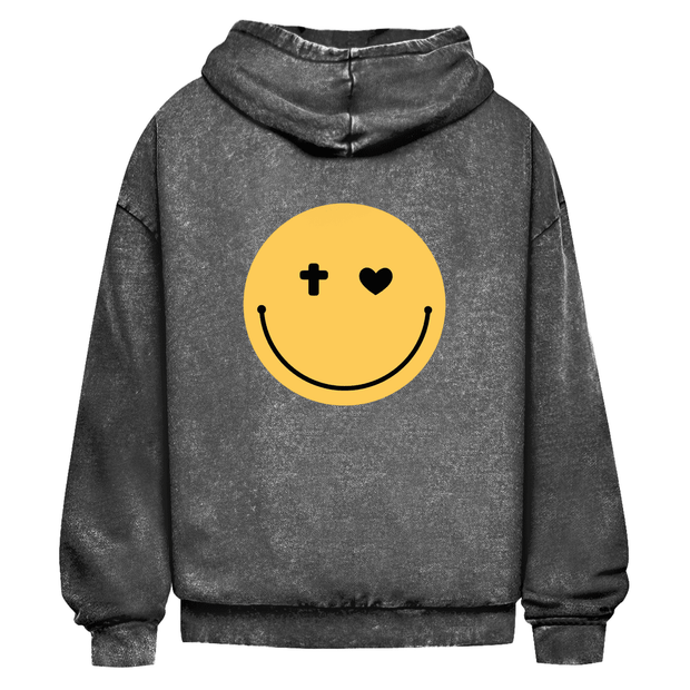 Oversize Washed Hoodie "Smiley" - by-grace.store