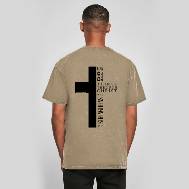 Oversize Washed T-Shirt "I can do all" - by-grace.store