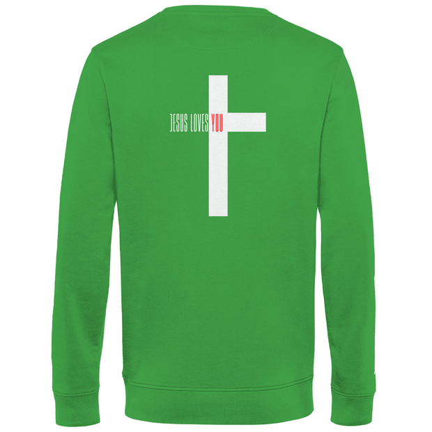 Herren Premium Bio Sweatshirt "Jesus loves you" - by-grace.store