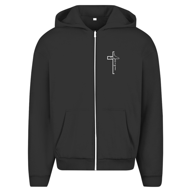 Herren Oversize Zipper Hoodie "Jesus Cross" - by-grace.store