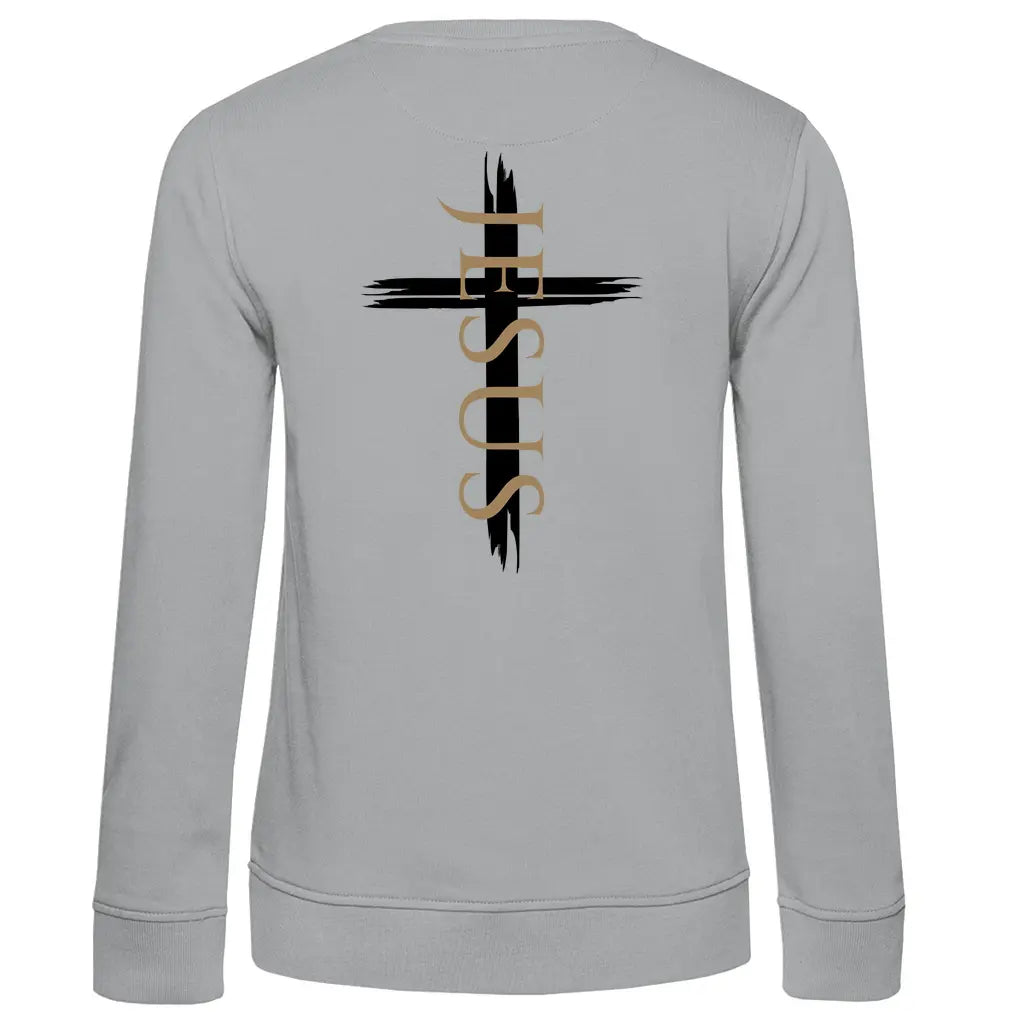 Damen Premium Bio Sweatshirt "Jesus Kreuz" - by-grace.store