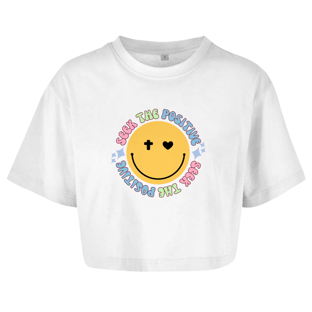Damen Oversize Crop Top "Seek the Positive" - by-grace.store
