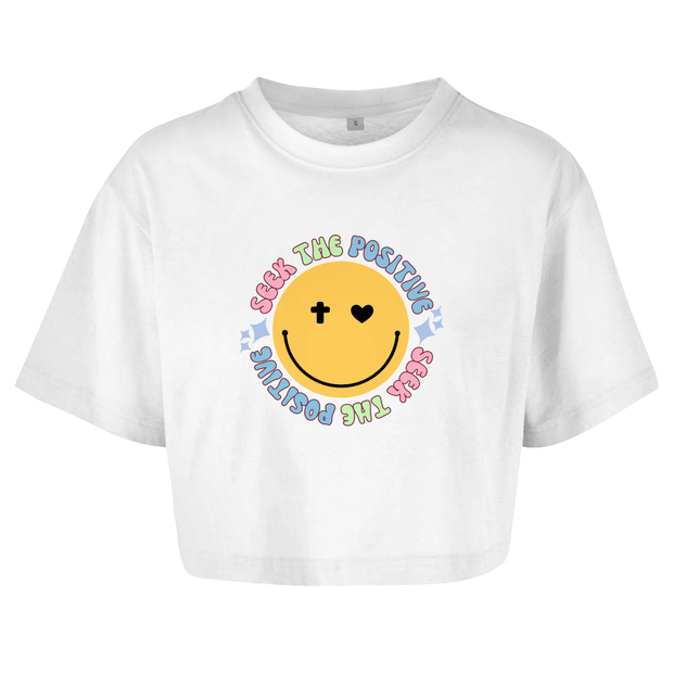 Damen Oversize Crop Top "Seek the Positive" - by-grace.store