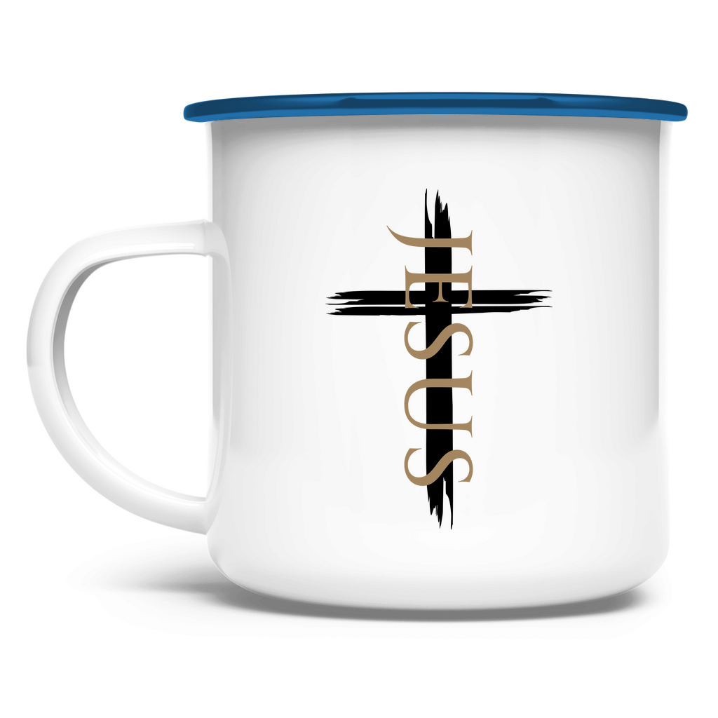 Emaille Tasse "Jesus Kreuz" - by-grace.store