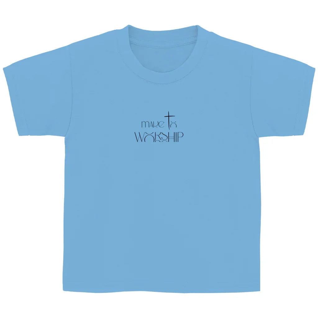 Kinder T-Shirt „Made to Worship“ – Christliches Musik-Shirt mit Kreuz & Klaviertasten | byGraceStore