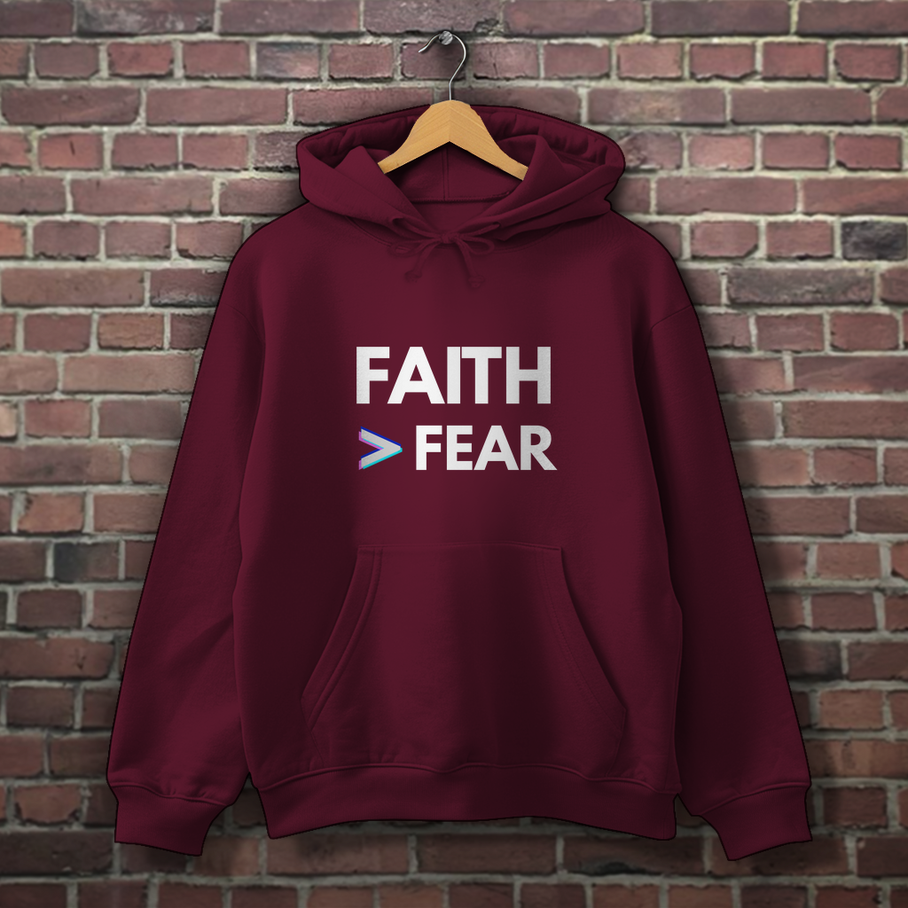 Herren Hoodie Faith > Fear – Christlicher Hoodie mit Glaubensbotschaft | by-grace.store