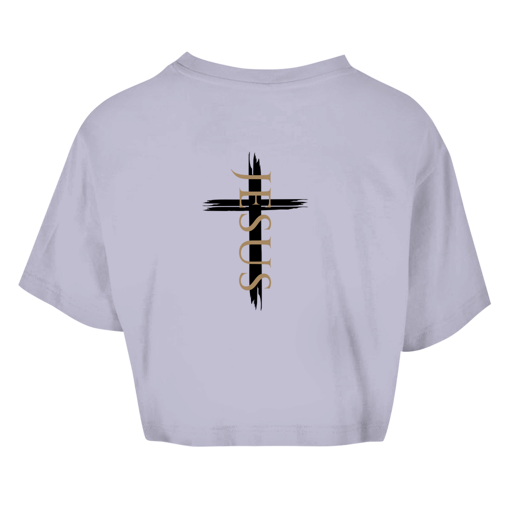 Damen Oversize Crop Top "Jesus Kreuz" - by-grace.store